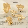 SHEIN 5 Pcs Golden Color Abstract Wrinkled Metal Statement Rings Set