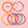 SHEIN 7pcs/Set Bohemian Style Random Color Polymer Clay Heart Beaded Anklet