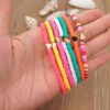 SHEIN 7pcs/Set Bohemian Style Random Color Polymer Clay Heart Beaded Anklet