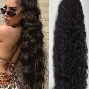 SHEIN Long Wavy Synthetic Hair Hair Scrunchies, Fluffy Ponytail Hair