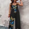 SHEIN Luneh Butterfly Printed Jumpsuit With Pockets, Plus Size