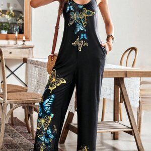 SHEIN Luneh Butterfly Printed Ladies Jumpsuit
