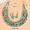 SHEIN Luxury Boho Style Synthetic Crystal & Turquoise Braided Necklace