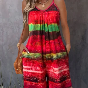 SHEIN Spring Summer New Drawing Printed Jumpsuit