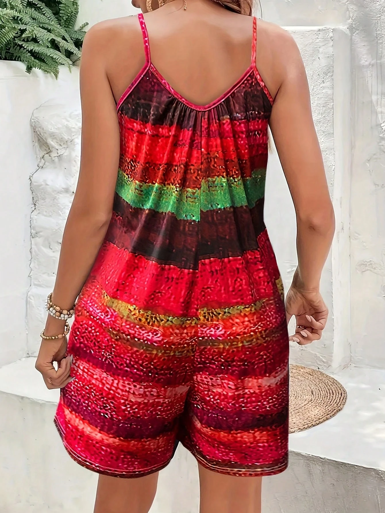 SHEIN Spring Summer New Drawing Printed Jumpsuit