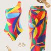 SHEIN Swim Oasis Women's Printed Beachwear One Shoulder