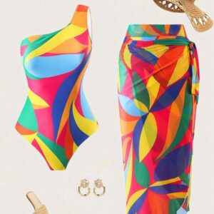 SHEIN Swim Oasis Women's Printed Beachwear One Shoulder