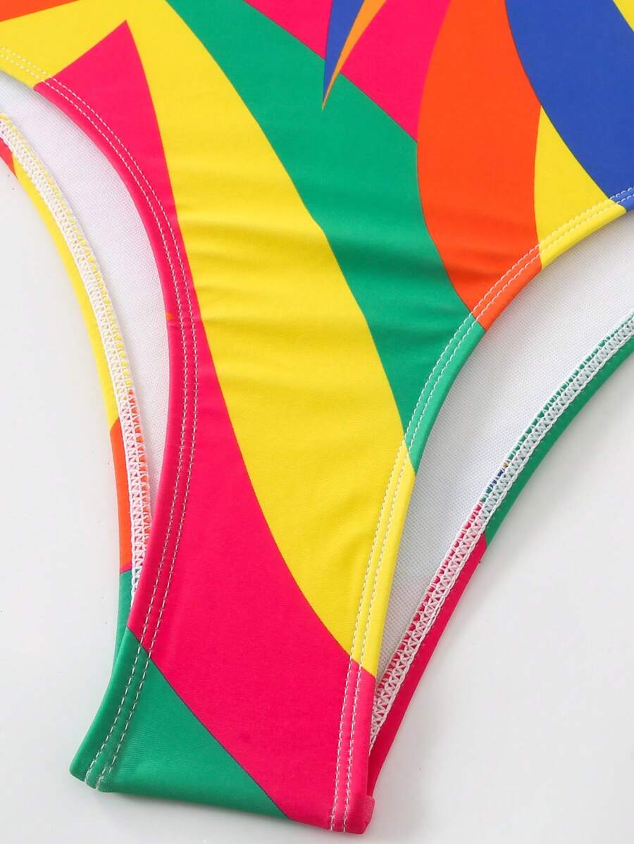 SHEIN Swim Oasis Women's Printed Beachwear One Shoulder