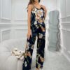 SHEIN Women's Floral Printed Satin Cami Top & Pants Pajama Set