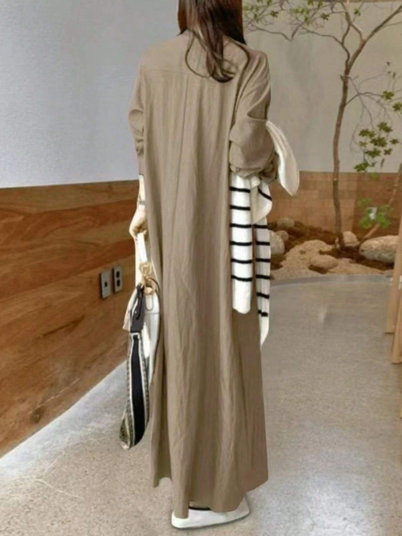 SHEIN Women's Solid Color Long Sleeve Loose Casual Long Dress