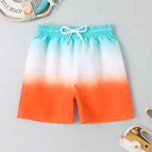 SHEIN Young Boy Ombre Drawstring Waist Swim Shorts