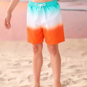 SHEIN Young Boy Ombre Drawstring Waist Swim Shorts
