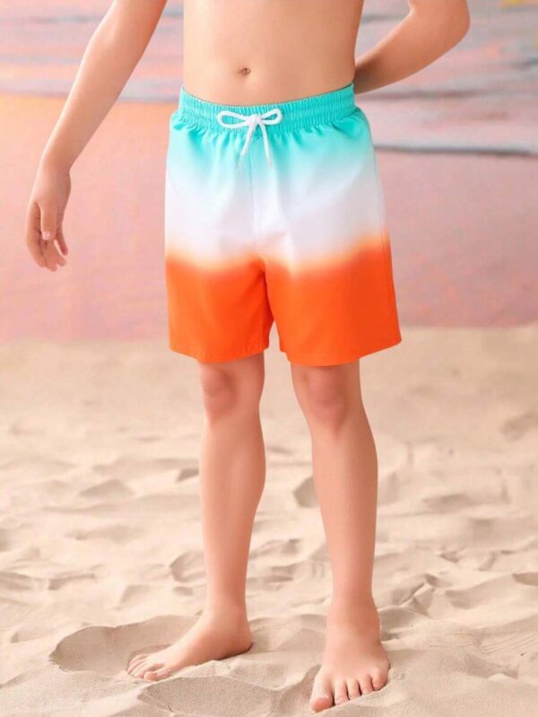 SHEIN Young Boy Ombre Drawstring Waist Swim Shorts