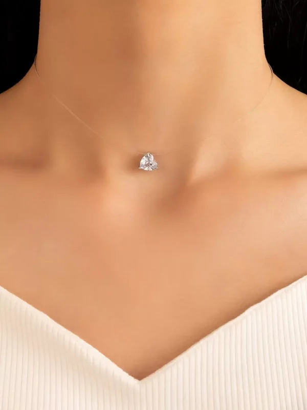 SHEIN imoli Cubic Zirconia Heart Charm Necklace