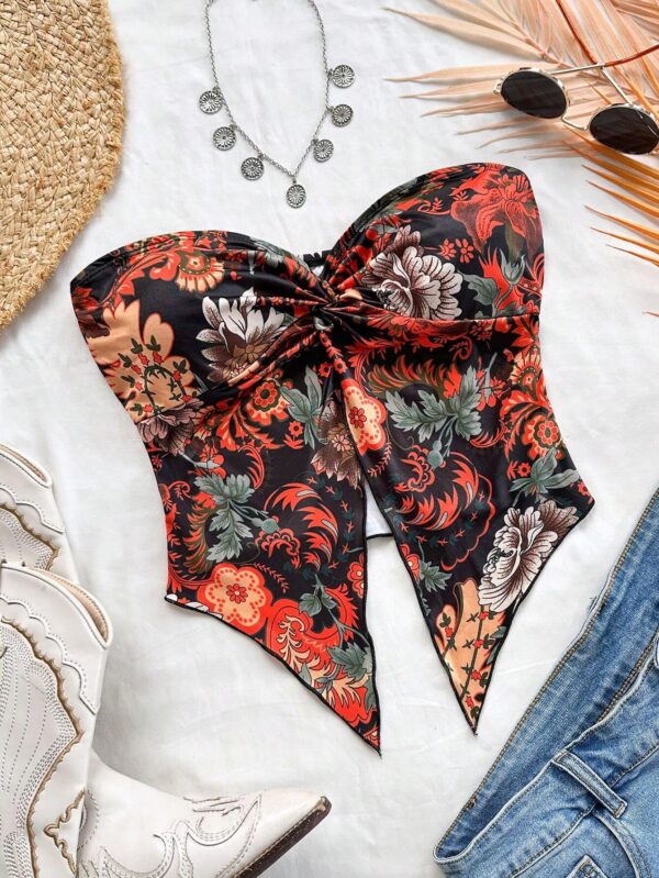 SHEIN Soleia Women Colorful National Style Printed Tube Top