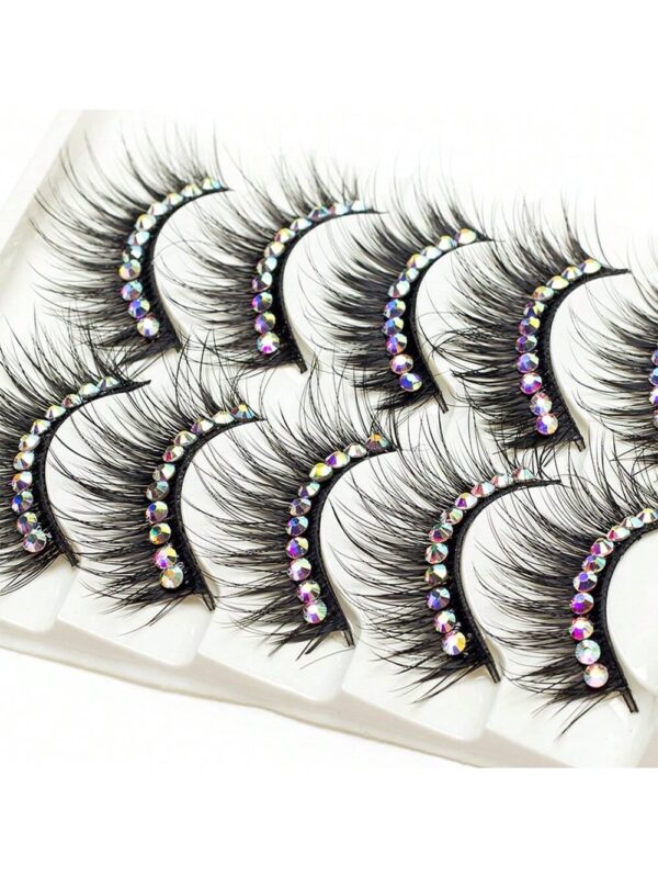 SHEIN 5 Pairs Black Long And Dense False Eyelashes With Diamond