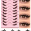 SHEIN 10 Pairs HalfLashes Clear Band EyelashesCat Eye False Eyelashes