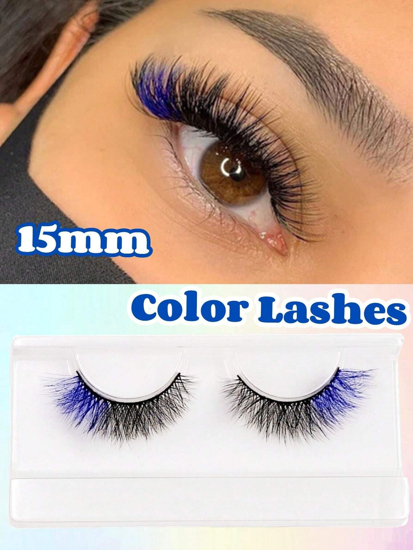 SHEIN 1 Pair False Lashes Faux Mink Lashes Natural Long Soft Colored Eyelashes