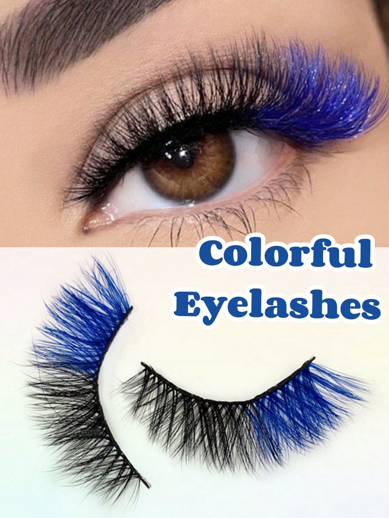 SHEIN 1 Pair False Lashes Faux Mink Lashes Natural Long Soft Colored Eyelashes