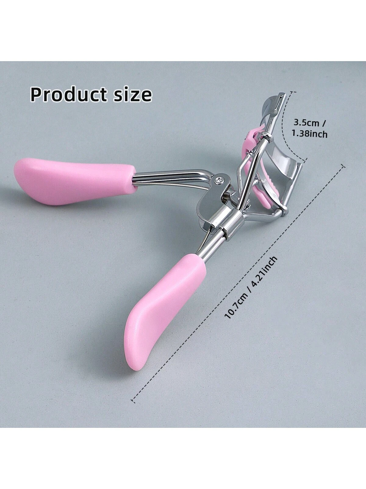 SHEIN Portable Silicone Pad Eyelash Curler, Stainless Steel Eyelash