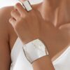 SHEIN 1set Vintage Metal Bangle & Ring Elegant Minimalist Style