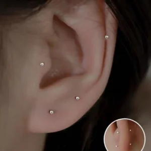 SHEIN 4pcs/Set New 925 Sterling Silver Earrings For Pierced Ears