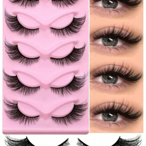 SHEIN 5 Pairs Reusable False Eyelashes Cat Eye Lashes Manga