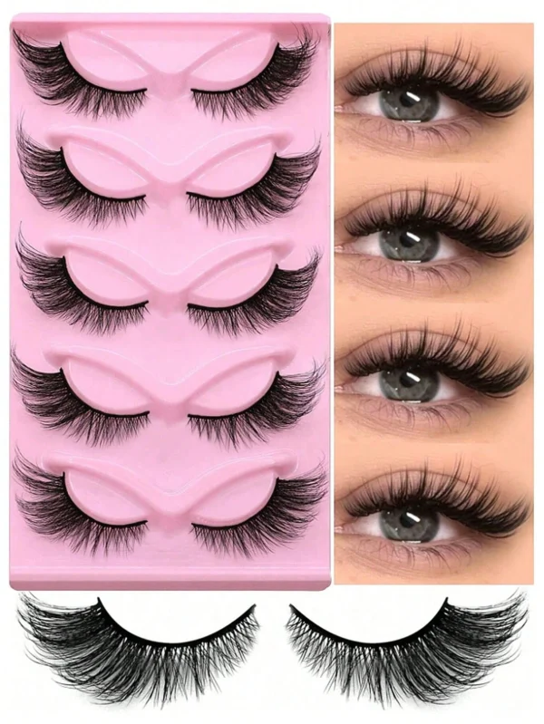 SHEIN 5 Pairs Reusable False Eyelashes Cat Eye Lashes Manga