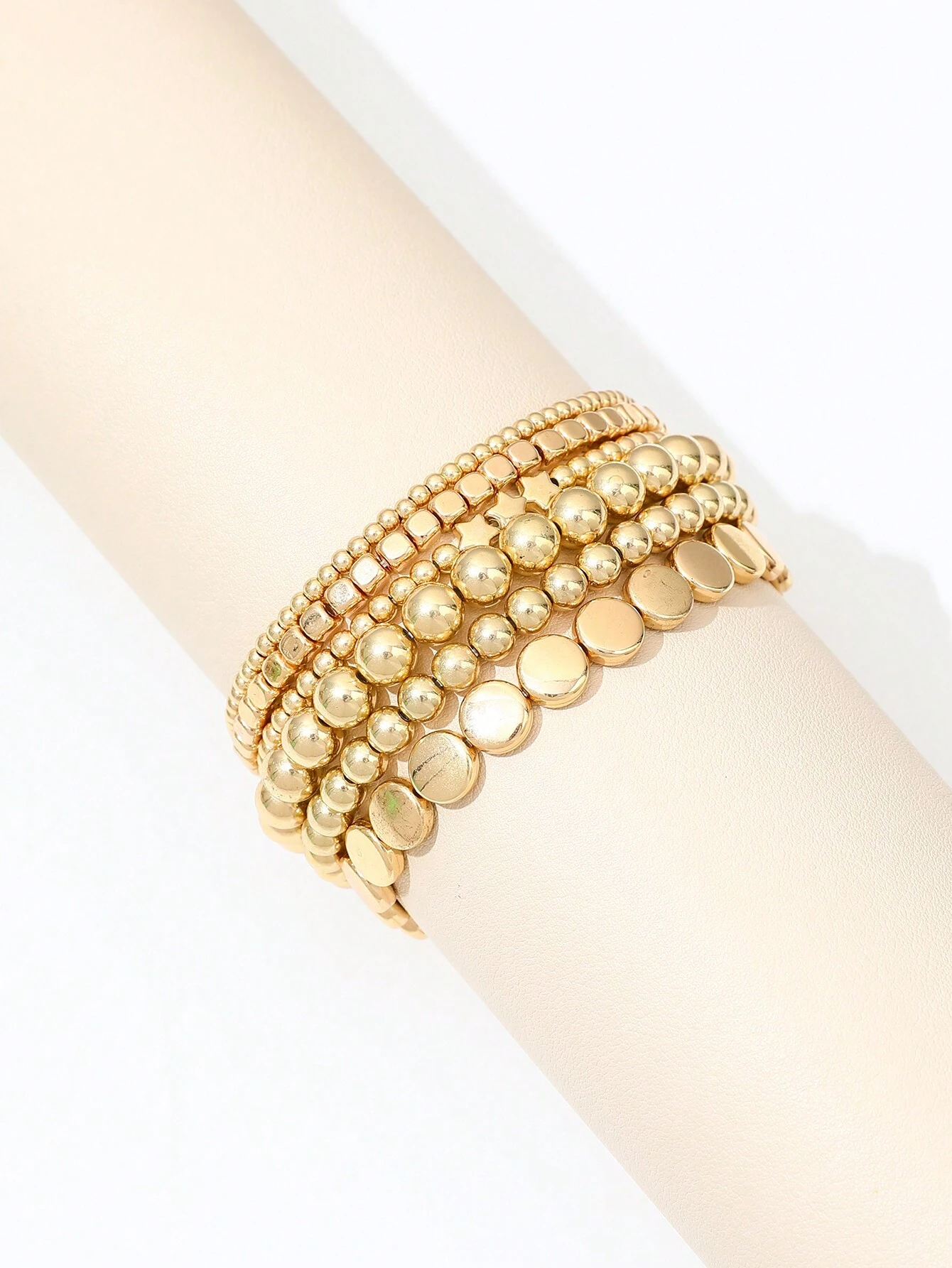 SHEIN 6pcs Personalized CCB Geometric Square & Star Beaded Anklet