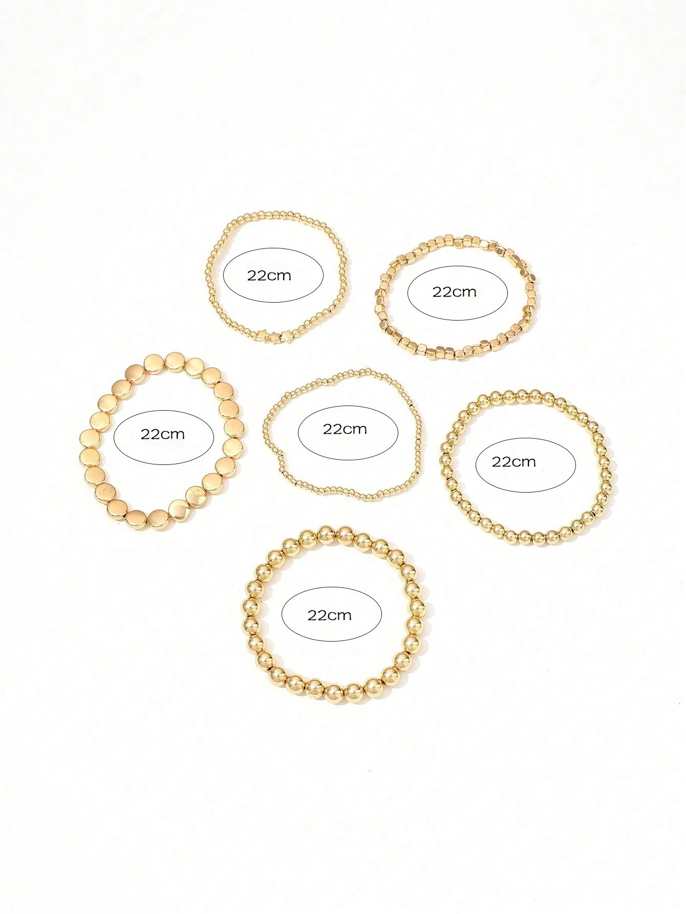 SHEIN 6pcs Personalized CCB Geometric Square & Star Beaded Anklet