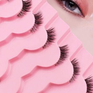 SHEIN 7 Pairs Half Lashes Clear Band 11mm Cat Eye Tail Elongated Lashes