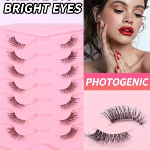 SHEIN 7pairs Set Casual Daily Wear Transparent Stem 3d Cross Design Eyelashes