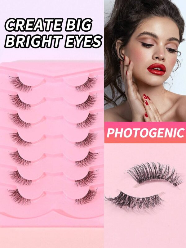 SHEIN 7pairs Set Casual Daily Wear Transparent Stem 3d Cross Design Eyelashes