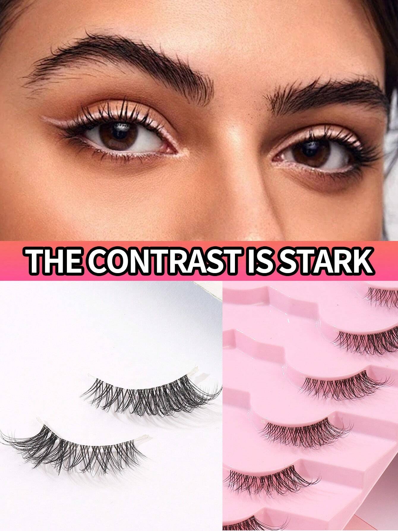 SHEIN 7pairs Set Casual Daily Wear Transparent Stem 3d Cross Design Eyelashes