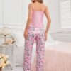 SHEIN CoupledUp Women's Cartoon Unicorn Print Sleepwear Set Pajama Set