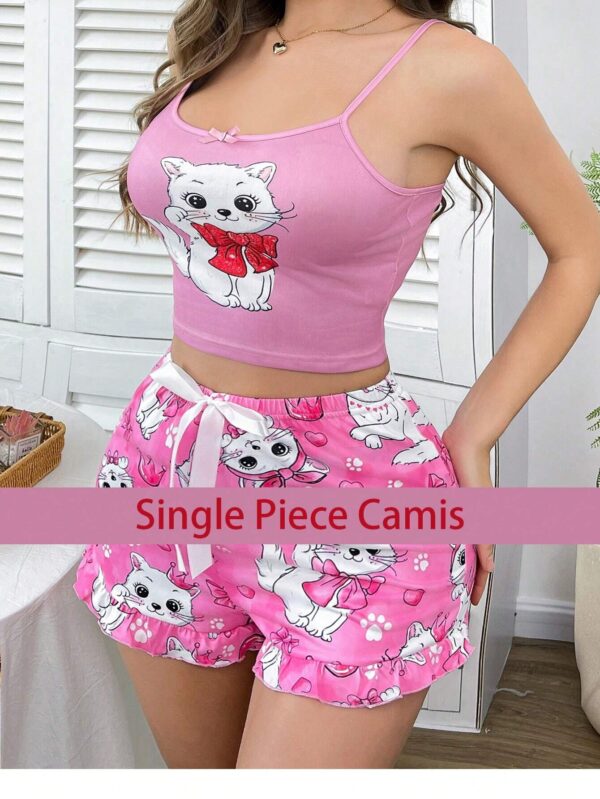 SHEIN Cute Cat Bowknot Strap Camisole Top