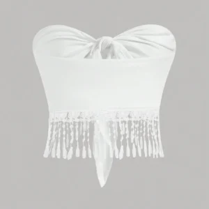 SHEIN Firerie Women's Solid Color Simple Daily Tube Top Hook Knit