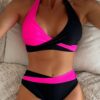 SHEIN Swim Ladies' Contrast Color Halter Neck Bikini Set