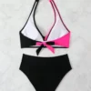 SHEIN Swim Ladies' Contrast Color Halter Neck Bikini Set