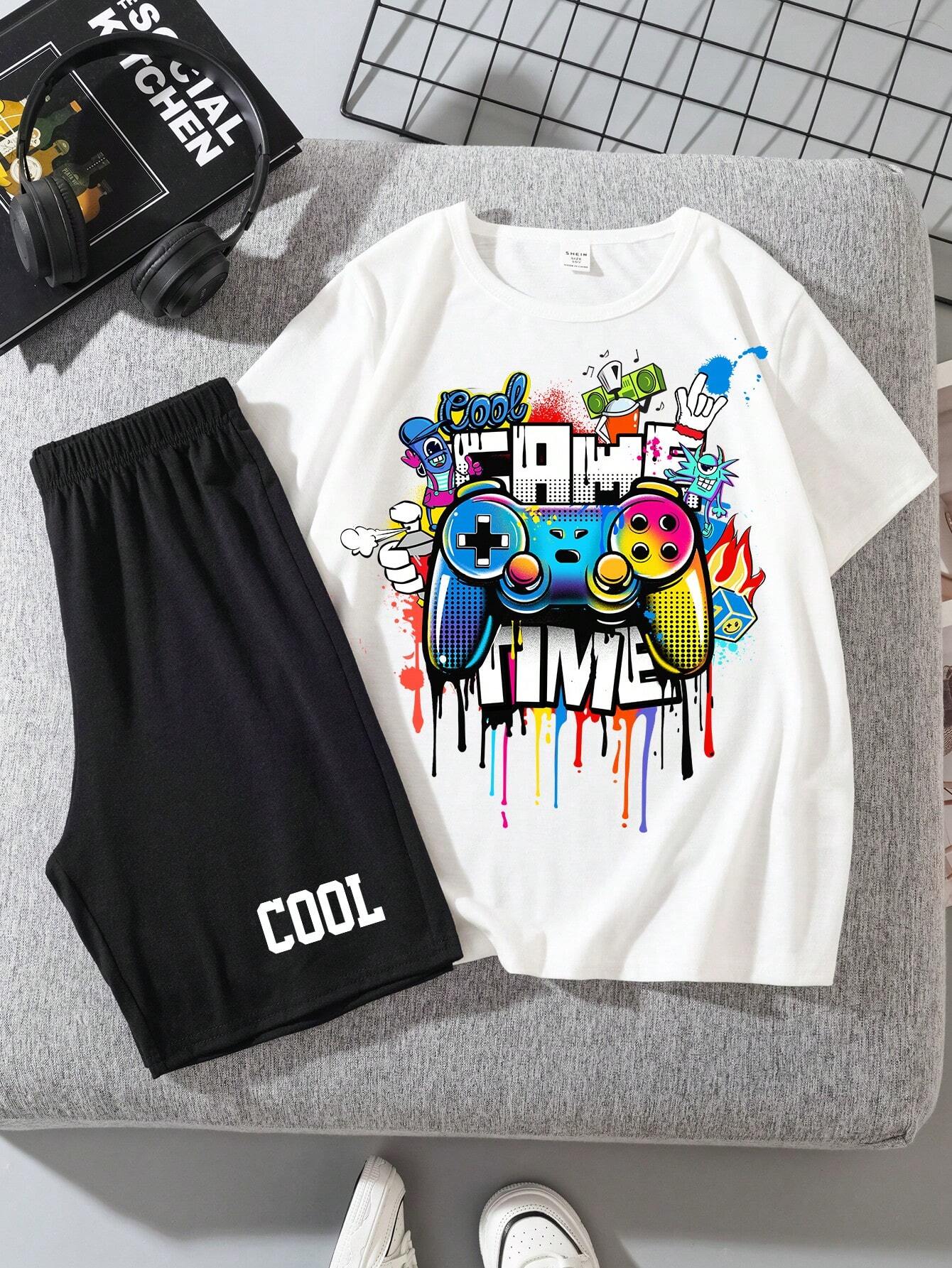 SHEIN Tween Boys' Casual Simple Video Game