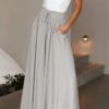 SHEIN Solid Color Drawstring Waist Loose Casual Long Pants