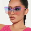 SHEIN Metal Frame Fan Shape Fashion Sunglasses