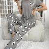 SHEIN Women’s Cute Panda Cartoon Short Sleeve Pajama Set With Long Pants