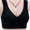 SHEIN Women's Black Front Closure Wirefree Minimalist Comfort Stretch Camisole Bra