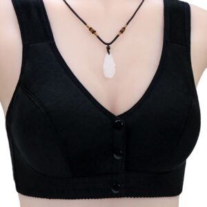 SHEIN Women's Black Front Closure Wirefree Minimalist Comfort Stretch Camisole Bra
