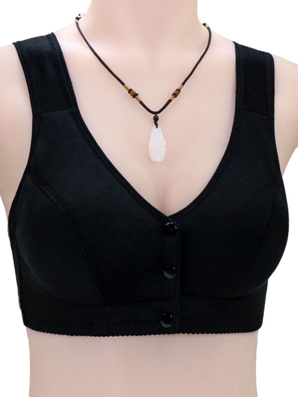 SHEIN Women's Black Front Closure Wirefree Minimalist Comfort Stretch Camisole Bra