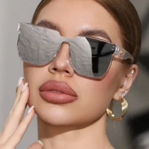 SHEIN Unisex Reflective Big Square Sunglasses