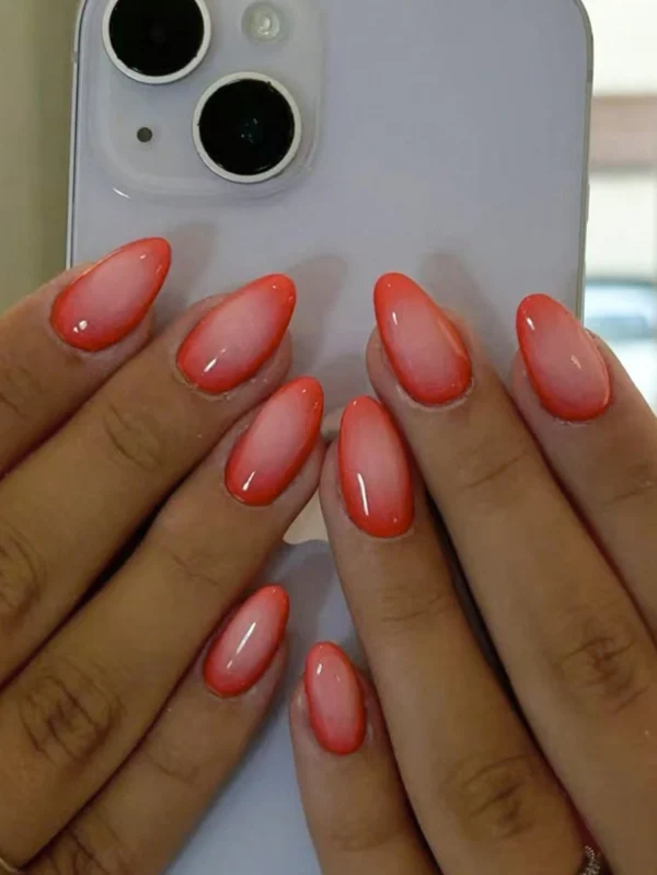 SHEIN Transform Your Nails With, 24pcs Short Oval Gradient Acrylic Press On Nails