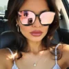 SHEIN Plastic Geometric Full Frame Decoration Mirrored Reflective Women Fashion Glasses