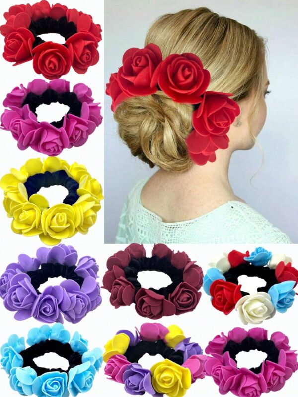 SHEIN Foam Rose Fabric Hair Scrunchie